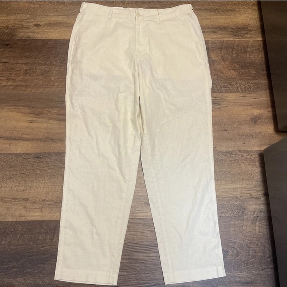 Uniqlo Cream Chinos Lightweight Straight-Leg Size L 30/31 - Picture 3 of 5